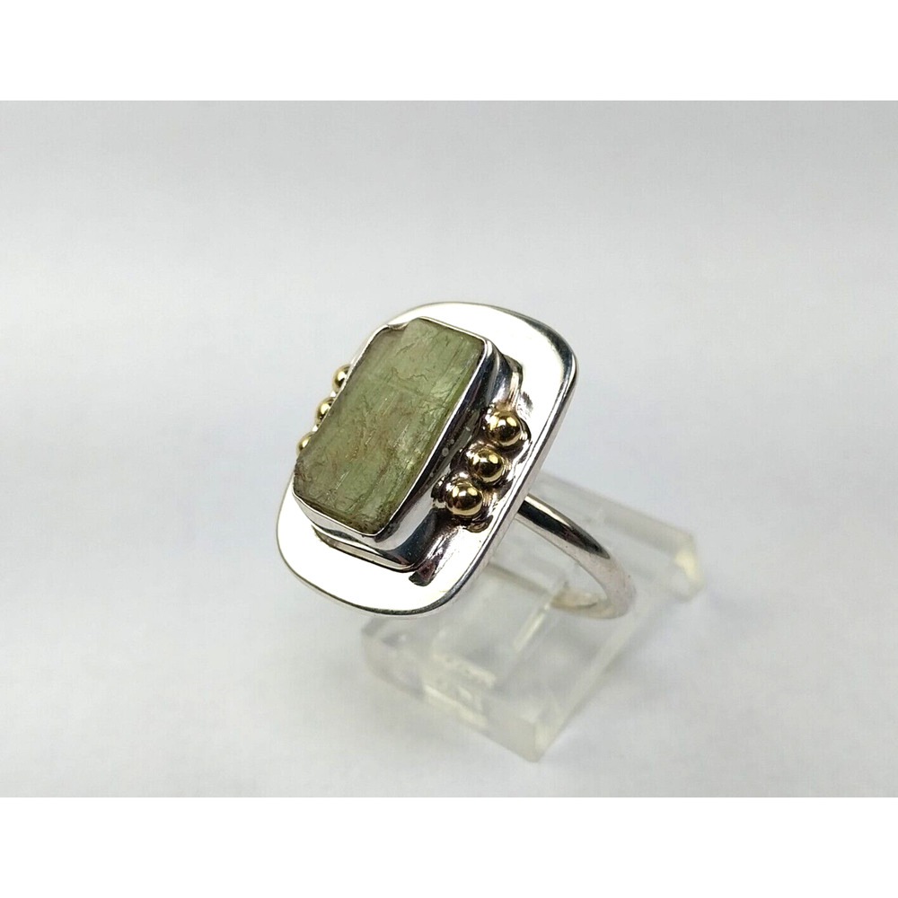 Genuine Raw Green Kyanite Stone & 925 Sterling Silver Ring